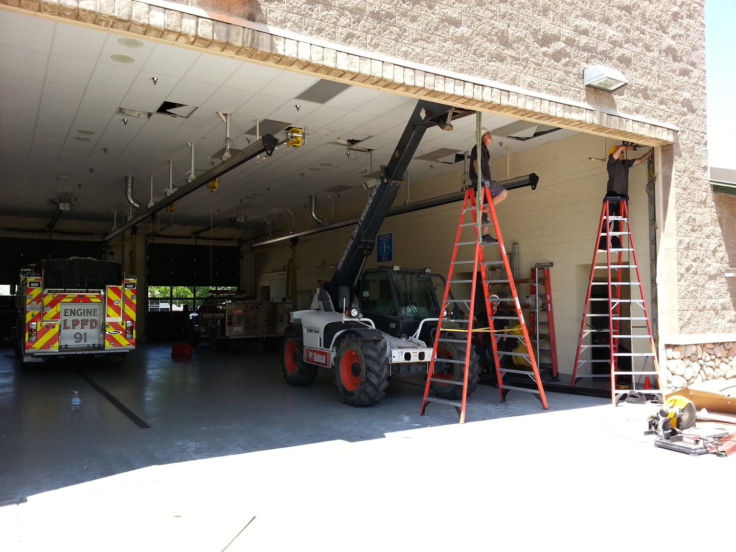 Construction work inside fire station