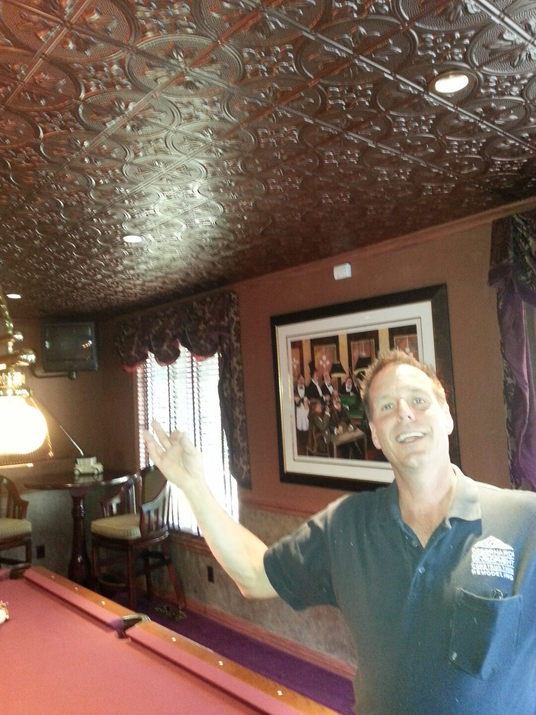 Smiling man in decorated room
