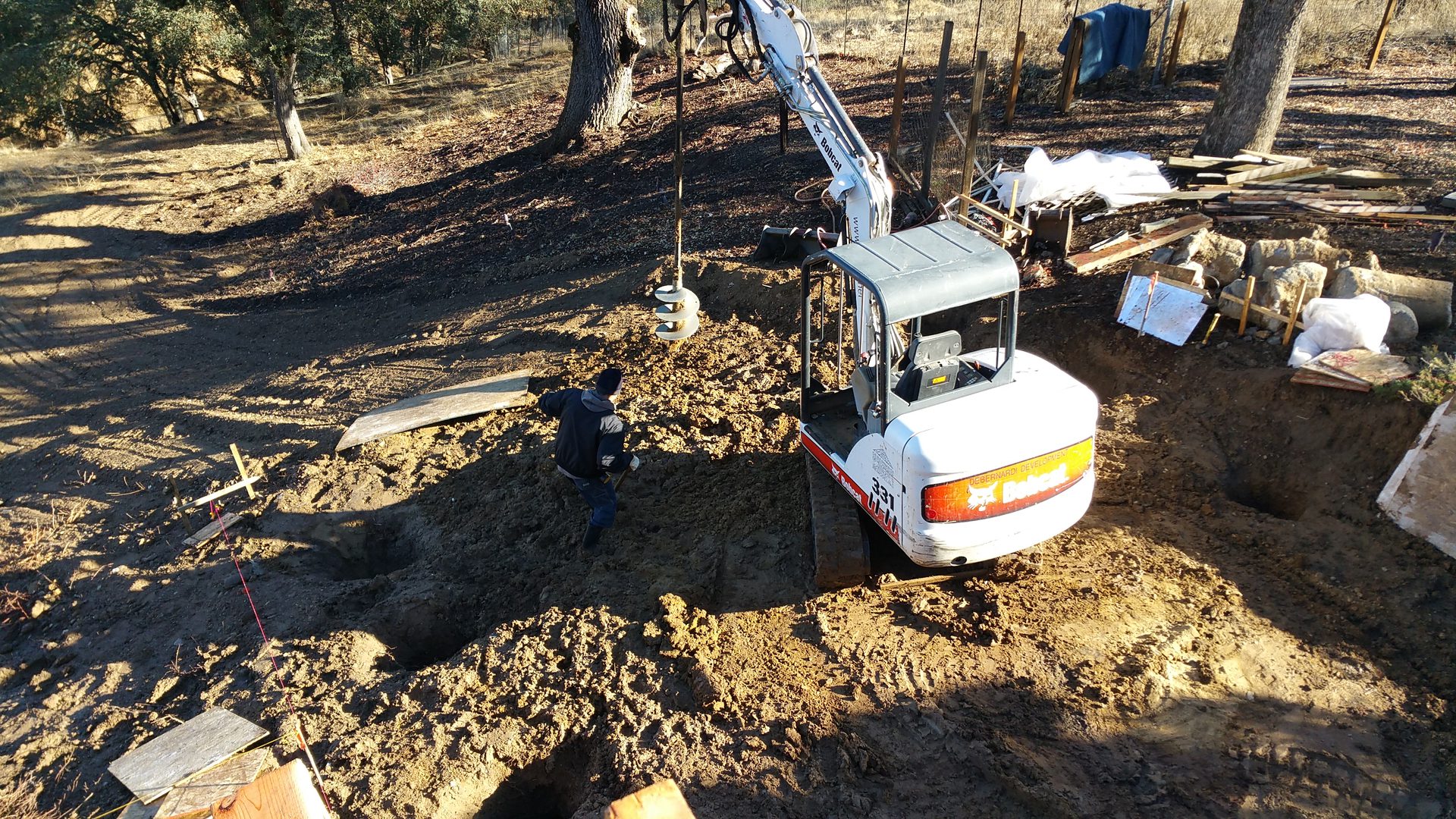 Construction equipment operating in a rural area