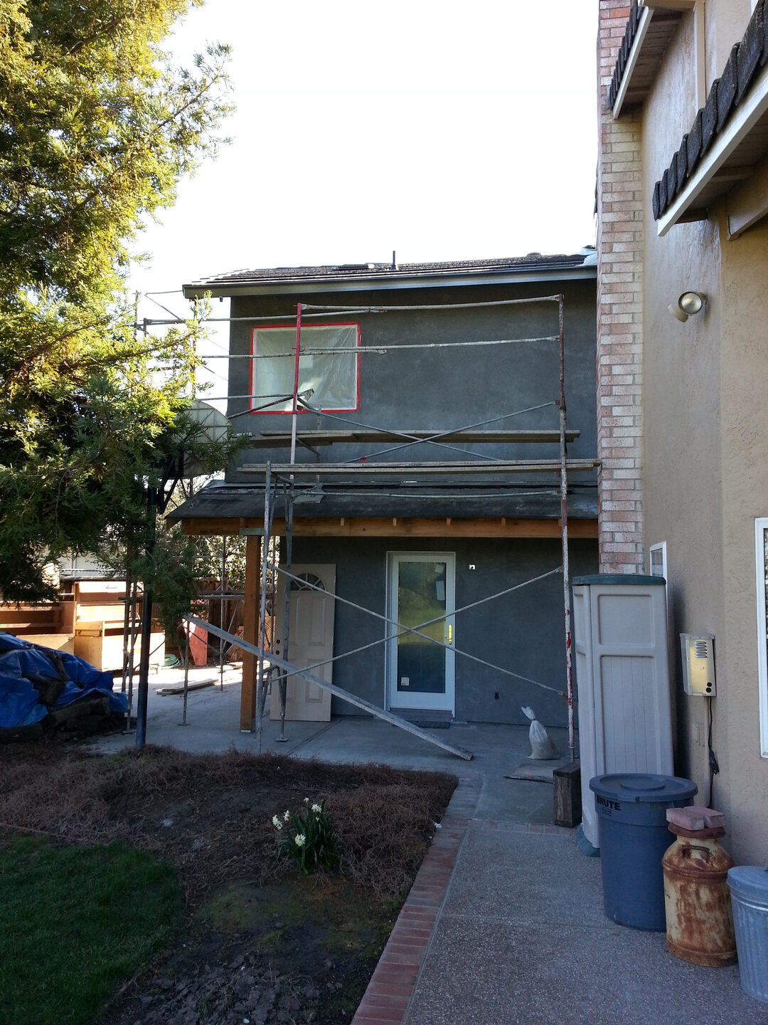 Exterior home remodeling project underway