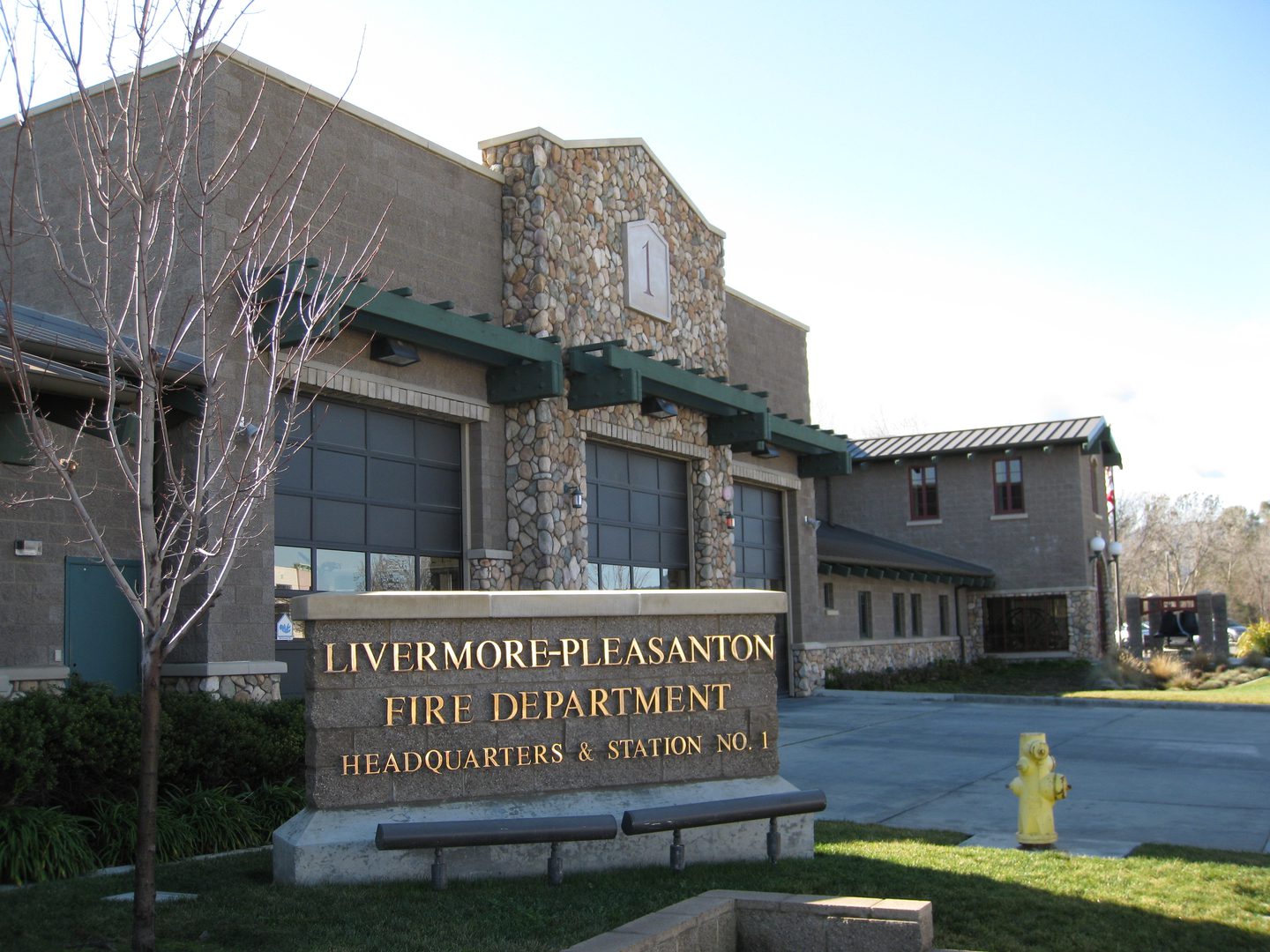 Fire department signage and building front