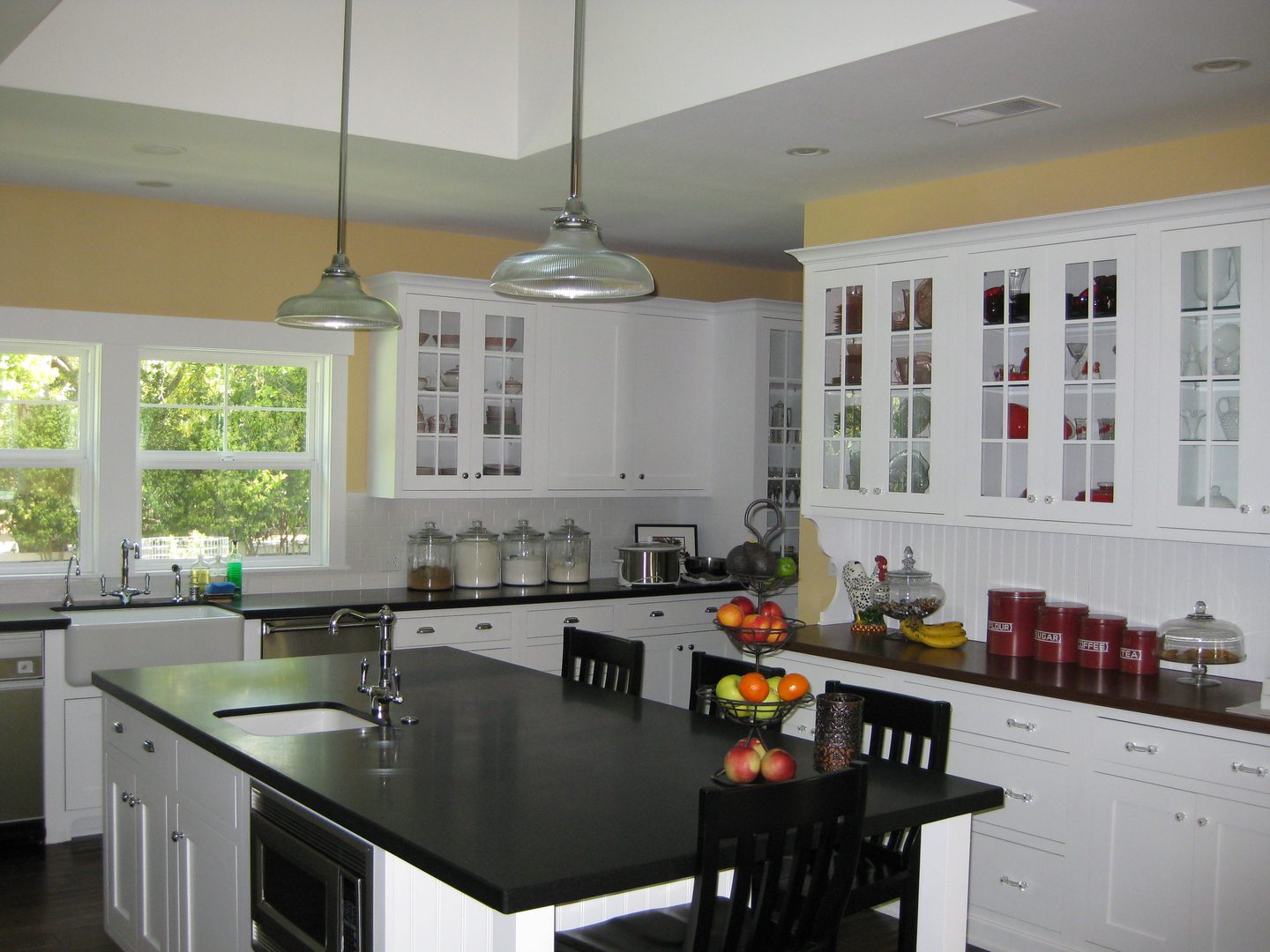 Bright kitchen with fruit centerpiece