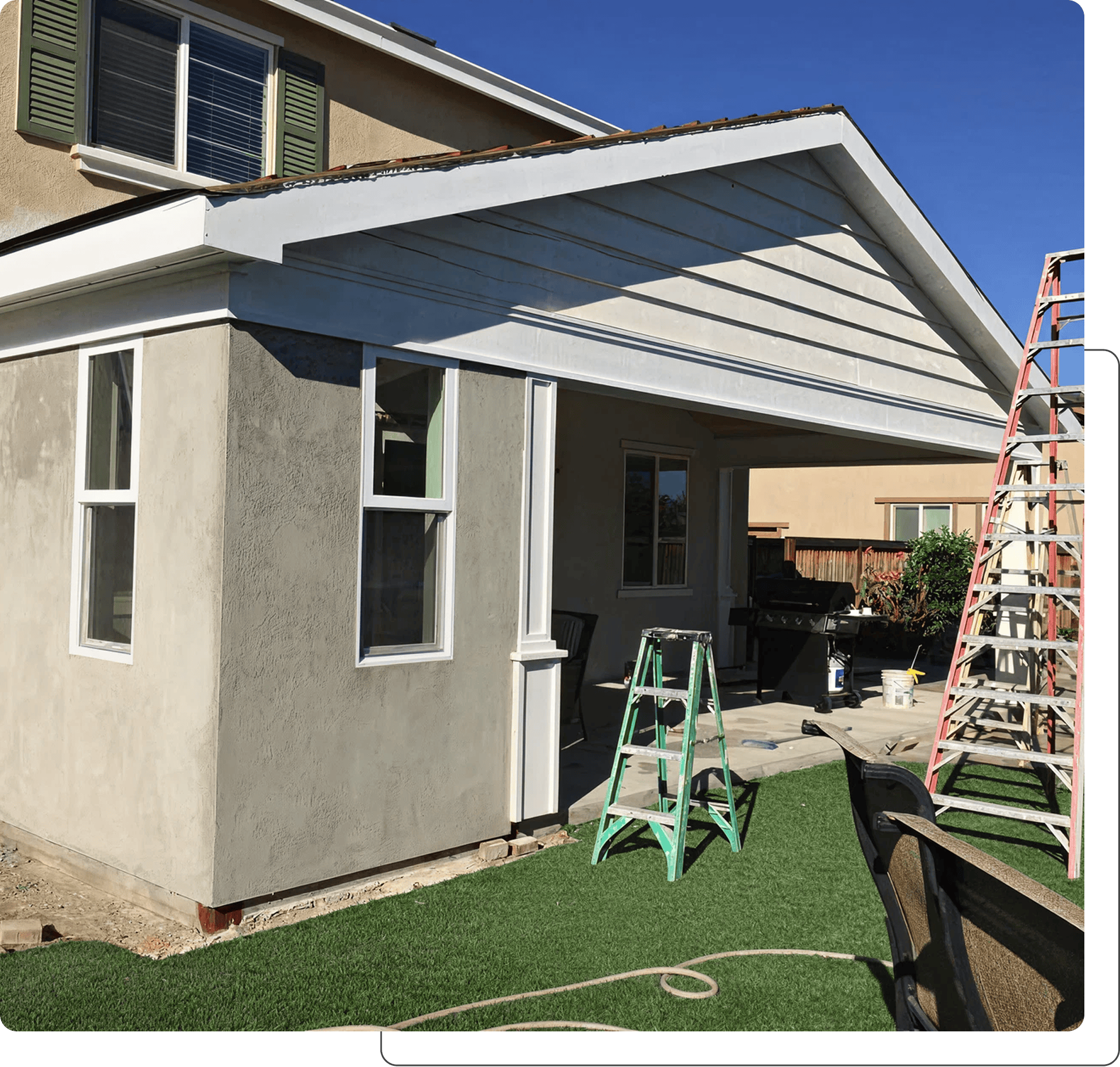 Backyard renovation with new addition