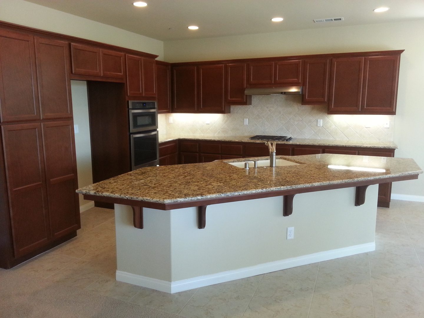 Modern kitchen design with wood cabinets