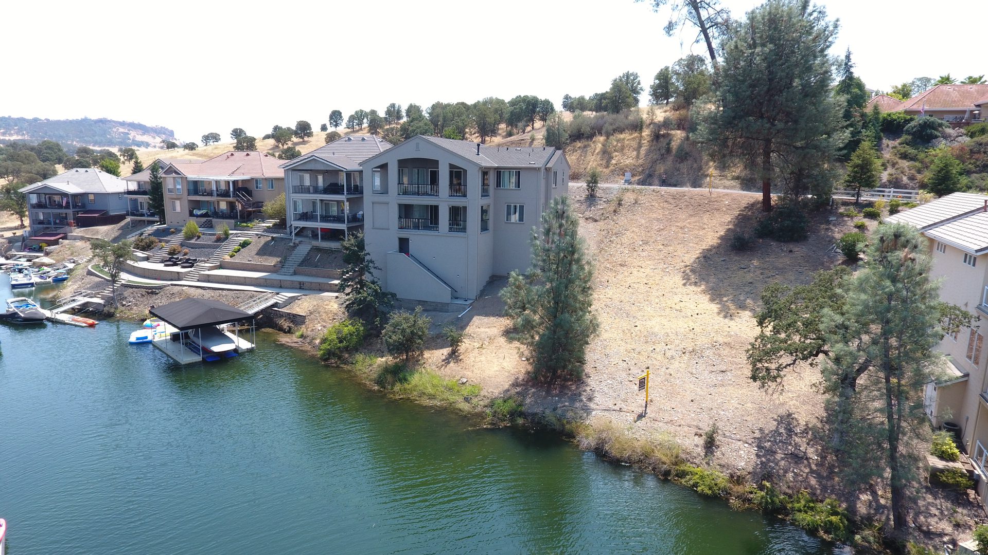 Waterfront homes and boats