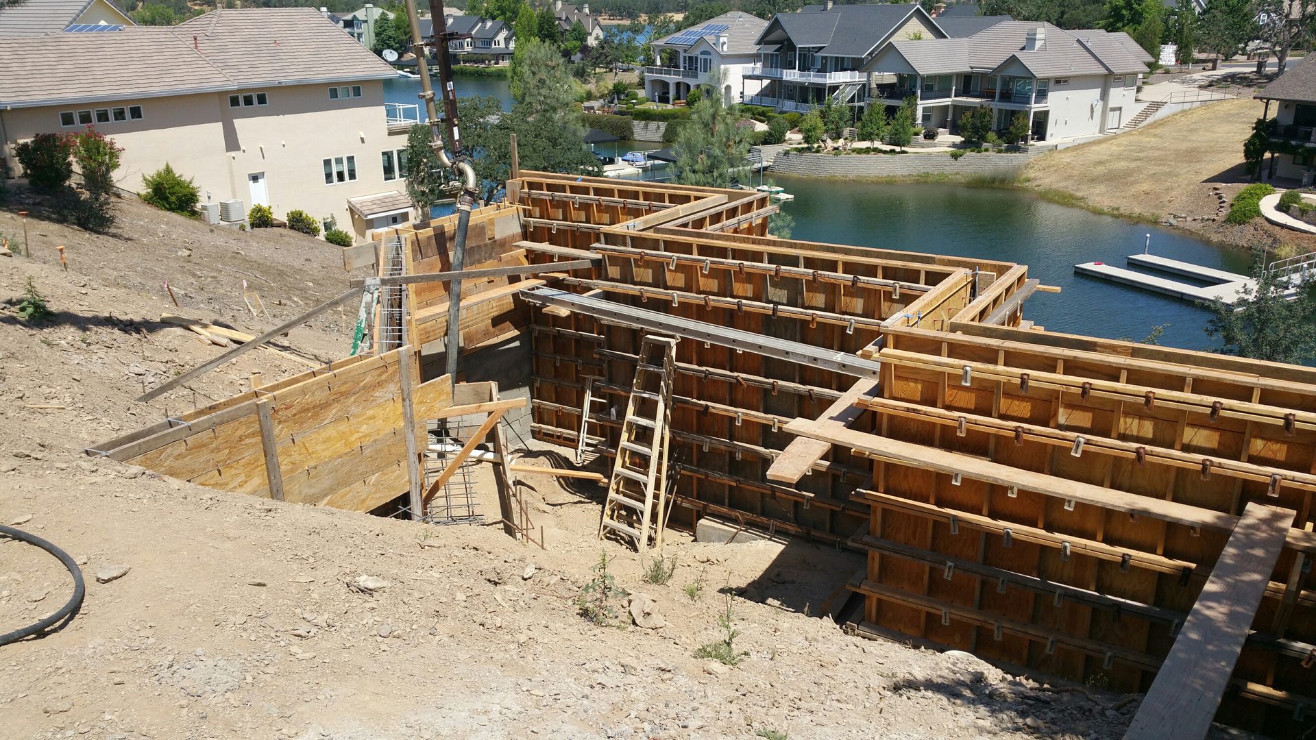 Construction site near a lake