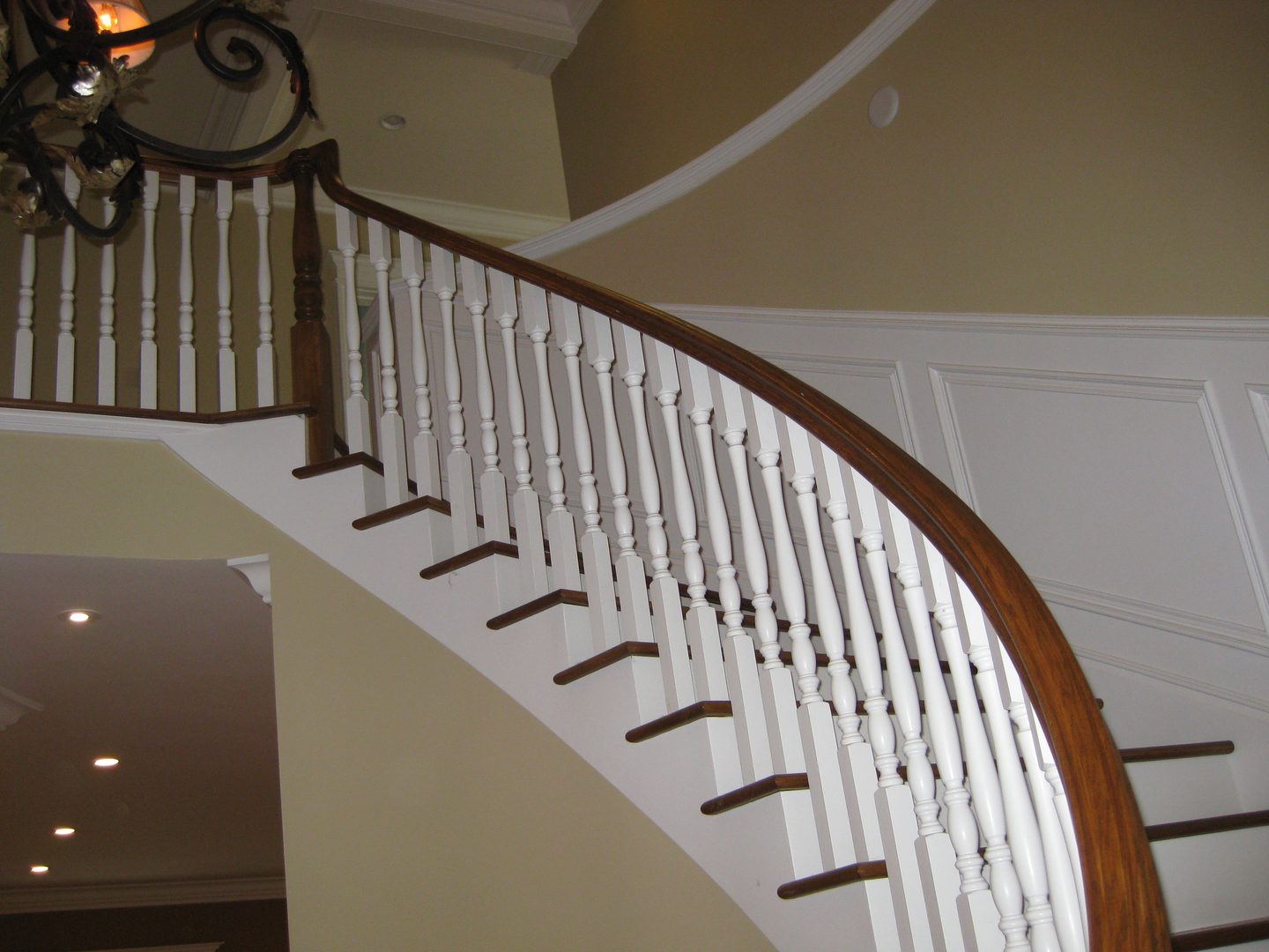 Spiral staircase in modern home interior