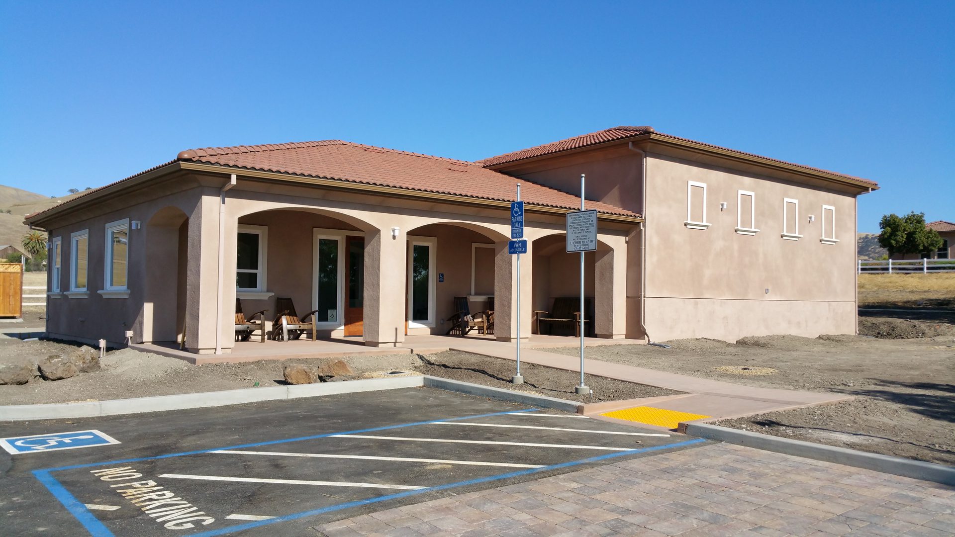 Accessible parking in front of building