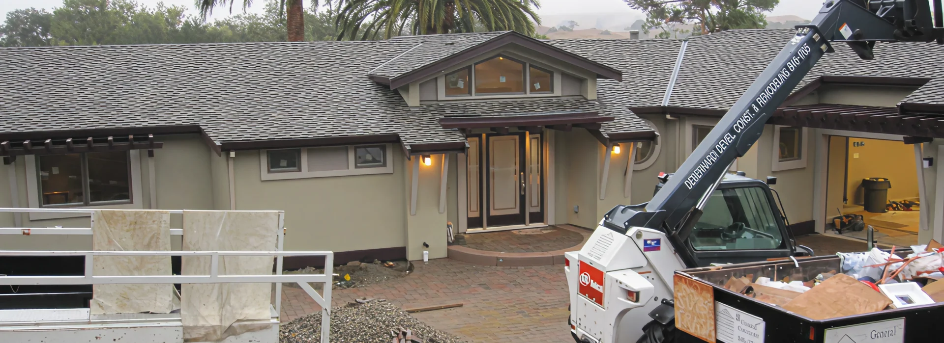 Home exterior during renovation process